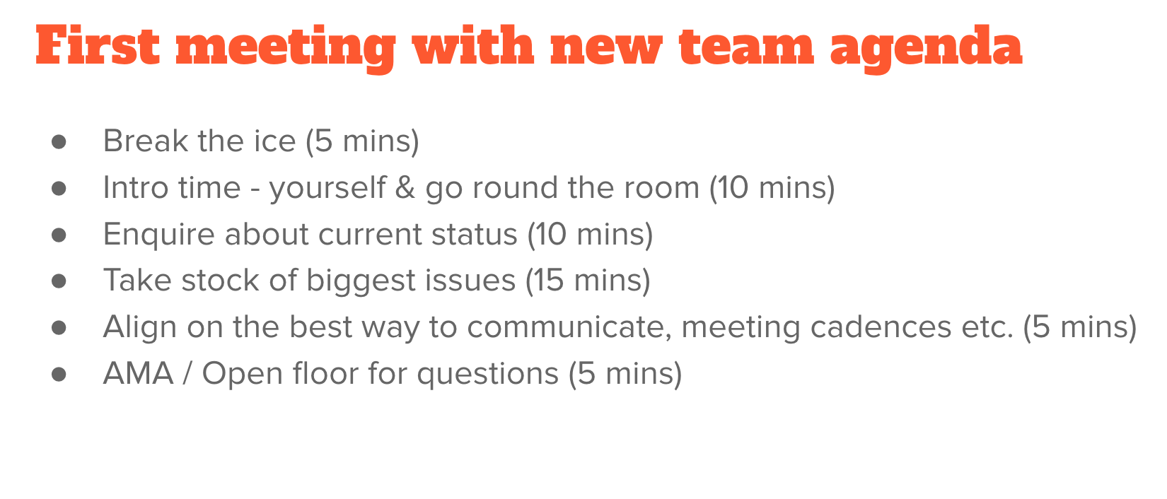 First meeting with new team template (free download)